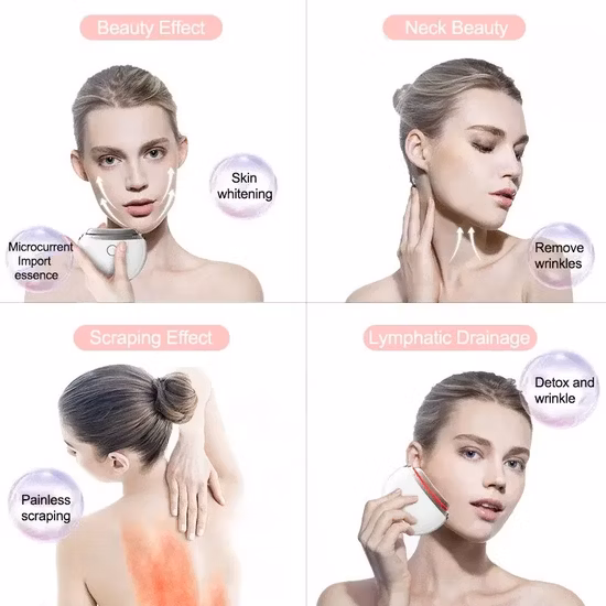 Multifunctional LED Beauty Body Stone Stainless Steel Electric Microcurrent Neck and Back Massage Guasha Tool Facial Massager